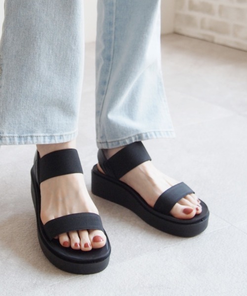 VIVIAN（ヴィヴィアン）の「サッ！と履ける厚底コンフォートバックバンドゴムサンダル（サンダル・レディース・ブラック/アイボリー/Moca/その他8/シルバー系その他7・LL/S/M/L）」の12枚目の写真