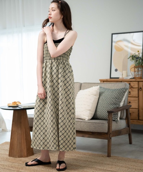 WEGO（ウィゴー）の「WEGO/バイアスチェックシャーリングキャミワンピース（ワンピース・レディース・ベージュ系その他2/グリーン系その他2・FREE）」の10枚目の写真