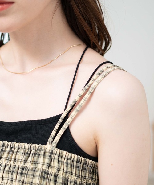 WEGO（ウィゴー）の「WEGO/バイアスチェックシャーリングキャミワンピース（ワンピース・レディース・ベージュ系その他2/グリーン系その他2・FREE）」の6枚目の写真