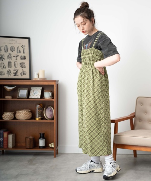 WEGO（ウィゴー）の「WEGO/バイアスチェックシャーリングキャミワンピース（ワンピース・レディース・ベージュ系その他2/グリーン系その他2・FREE）」の15枚目の写真