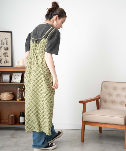 WEGO（ウィゴー）の「WEGO/バイアスチェックシャーリングキャミワンピース（ワンピース・レディース・ベージュ系その他2/グリーン系その他2・FREE）」の17枚目の写真