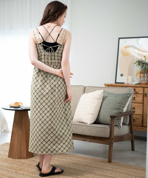 WEGO（ウィゴー）の「WEGO/バイアスチェックシャーリングキャミワンピース（ワンピース・レディース・ベージュ系その他2/グリーン系その他2・FREE）」の12枚目の写真