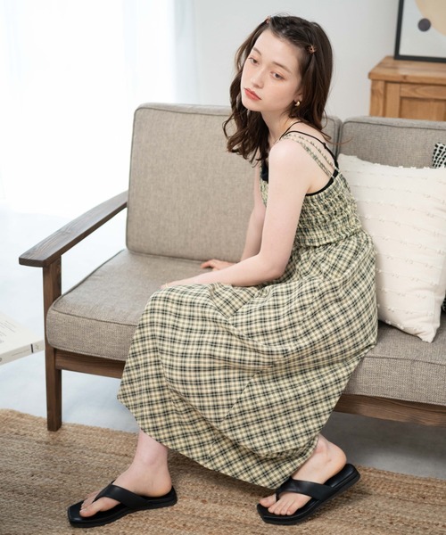 WEGO（ウィゴー）の「WEGO/バイアスチェックシャーリングキャミワンピース（ワンピース・レディース・ベージュ系その他2/グリーン系その他2・FREE）」の13枚目の写真