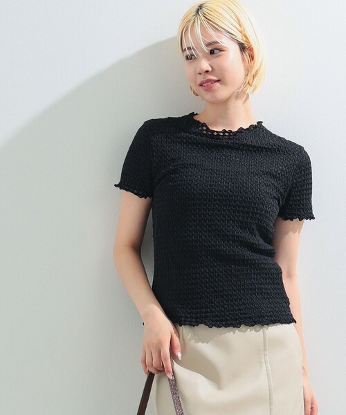 Ray BEAMS(レイビームス)の「Ray BEAMS / シュリンク メロー ボトルネック トップス(Tシャツ/カットソー・レディース・ホワイト/ブラック/ラベンダー・ONE SIZE)」の3枚目の写真