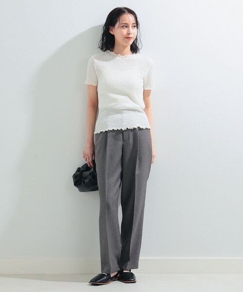 Ray BEAMS(レイビームス)の「Ray BEAMS / シュリンク メロー ボトルネック トップス(Tシャツ/カットソー・レディース・ホワイト/ブラック/ラベンダー・ONE SIZE)」の4枚目の写真