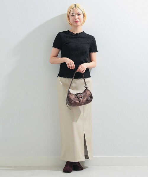 Ray BEAMS(レイビームス)の「Ray BEAMS / シュリンク メロー ボトルネック トップス(Tシャツ/カットソー・レディース・ホワイト/ブラック/ラベンダー・ONE SIZE)」の16枚目の写真