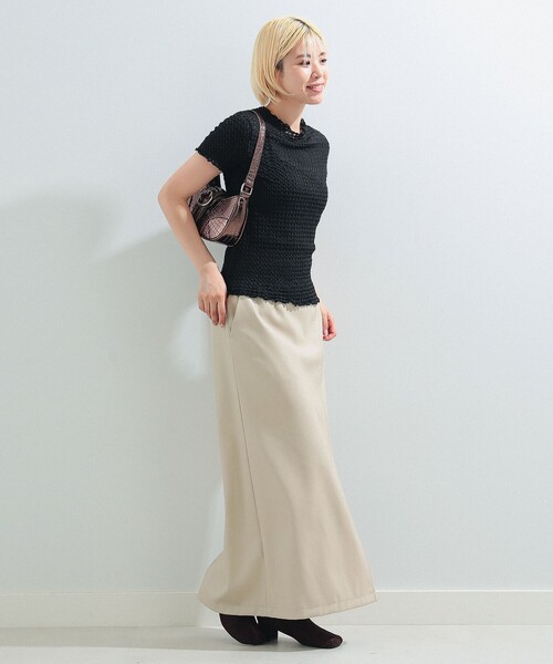 Ray BEAMS(レイビームス)の「Ray BEAMS / シュリンク メロー ボトルネック トップス(Tシャツ/カットソー・レディース・ホワイト/ブラック/ラベンダー・ONE SIZE)」の8枚目の写真