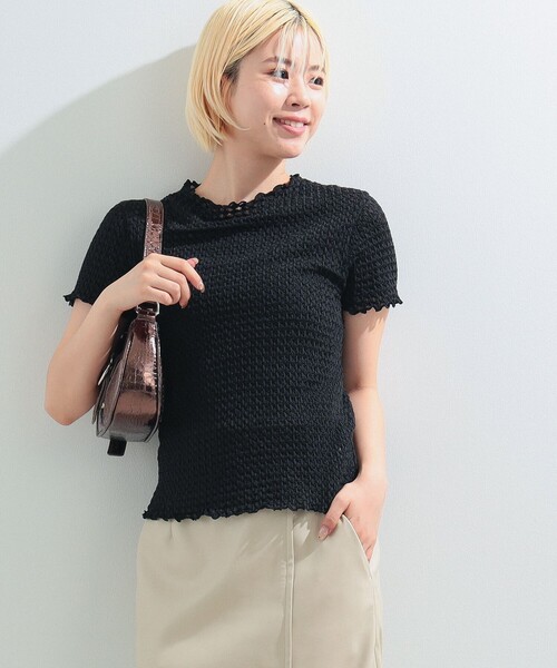 Ray BEAMS(レイビームス)の「Ray BEAMS / シュリンク メロー ボトルネック トップス(Tシャツ/カットソー・レディース・ホワイト/ブラック/ラベンダー・ONE SIZE)」の5枚目の写真