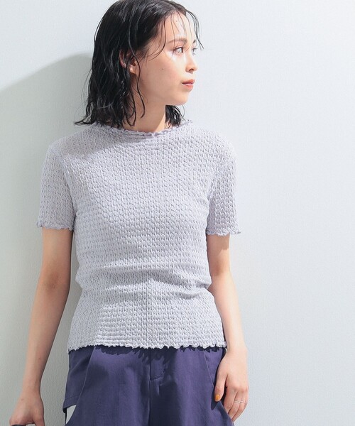 Ray BEAMS(レイビームス)の「Ray BEAMS / シュリンク メロー ボトルネック トップス(Tシャツ/カットソー・レディース・ホワイト/ブラック/ラベンダー・ONE SIZE)」の13枚目の写真