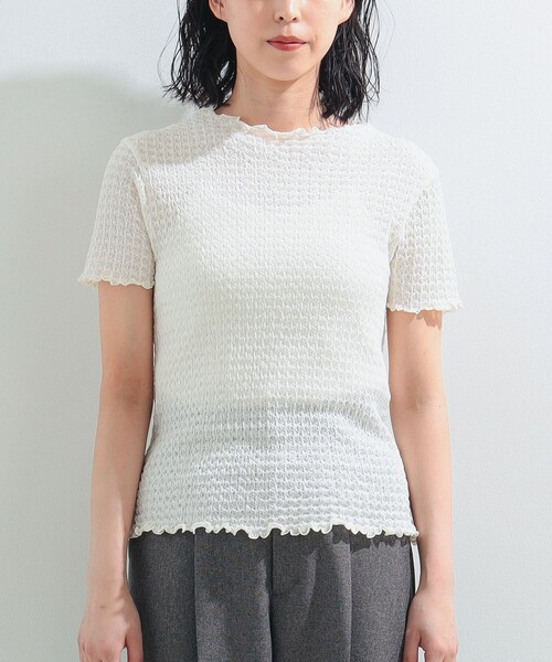 Ray BEAMS(レイビームス)の「Ray BEAMS / シュリンク メロー ボトルネック トップス(Tシャツ/カットソー・レディース・ホワイト/ブラック/ラベンダー・ONE SIZE)」の9枚目の写真