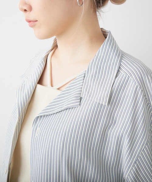 WHIMSIC（ウィムジック）の「【UNISEX】オープンカラーシャツ（シャツ/ブラウス・メンズ・ネイビー/ブラック/アイボリー/ブルー・FREE）」の8枚目の写真