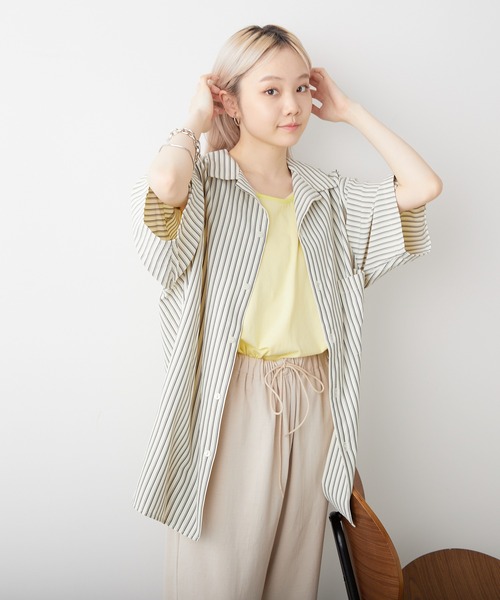 WHIMSIC（ウィムジック）の「【UNISEX】オープンカラーシャツ（シャツ/ブラウス・メンズ・ネイビー/ブラック/アイボリー/ブルー・FREE）」の14枚目の写真