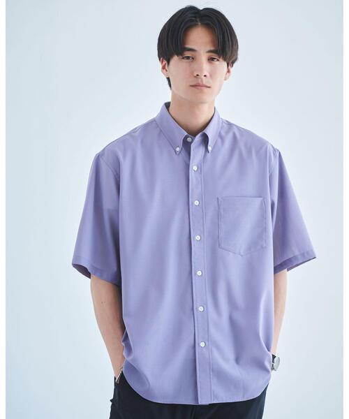 green label relaxing（グリーンレーベルリラクシング）の「TWウォッシャブルトロ ボタンダウン シャツ -ストレッチ・防シワ-（シャツ/ブラウス・メンズ・ライム/ダークグレー/ライラック・S/M/L/XL）」の3枚目の写真