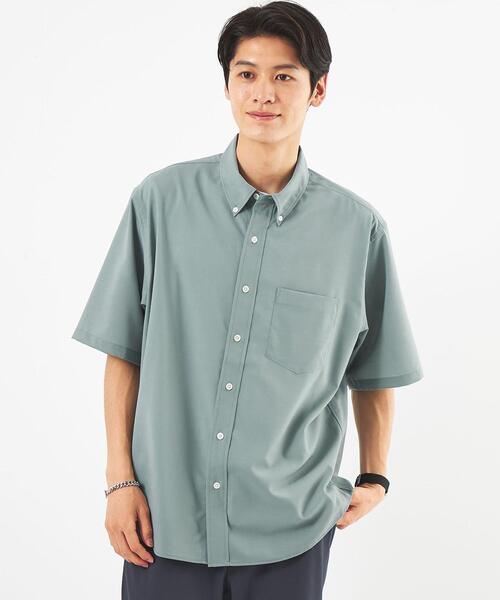 green label relaxing（グリーンレーベルリラクシング）の「TWウォッシャブルトロ ボタンダウン シャツ -ストレッチ・防シワ-（シャツ/ブラウス・メンズ・ライム/ダークグレー/ライラック・S/M/L/XL）」の2枚目の写真