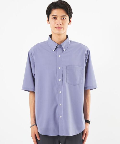 green label relaxing（グリーンレーベルリラクシング）の「TWウォッシャブルトロ ボタンダウン シャツ -ストレッチ・防シワ-（シャツ/ブラウス・メンズ・ライム/ダークグレー/ライラック・S/M/L/XL）」の5枚目の写真