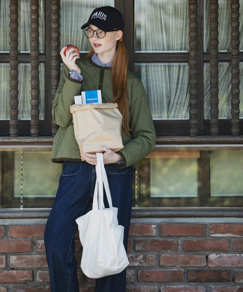 BONLECILL（ボンルシール）の「2way ダイヤキルトノーカラージャケット/インナーブルゾン（ノーカラージャケット・レディース・カーキ/アイボリー系1/アイボリー/ブラック/ブラウン系1/ブラウン/ネイビー・FREE）」の19枚目の写真