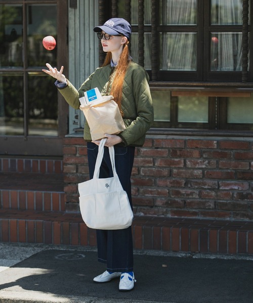 BONLECILL（ボンルシール）の「2way ダイヤキルトノーカラージャケット/インナーブルゾン（ノーカラージャケット・レディース・カーキ/アイボリー系1/アイボリー/ブラック/ブラウン系1/ブラウン/ネイビー・FREE）」の17枚目の写真