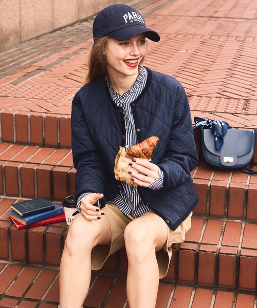 セール】2way ダイヤキルトノーカラージャケット/インナー