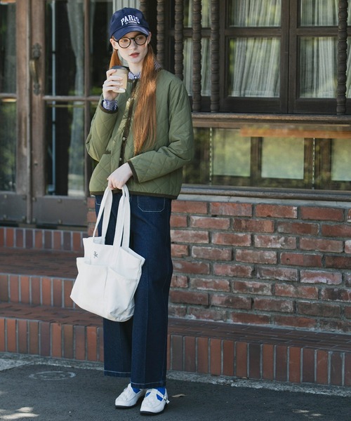 BONLECILL（ボンルシール）の「2way ダイヤキルトノーカラージャケット/インナーブルゾン（ノーカラージャケット・レディース・カーキ/アイボリー系1/アイボリー/ブラック/ブラウン系1/ブラウン/ネイビー・FREE）」の15枚目の写真