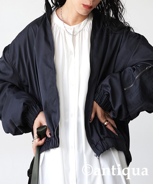 antiqua（アンティカ）の「シャンブレー生地MA-1（MA-1・レディース・ブラック/カーキ・FREE）」の3枚目の写真