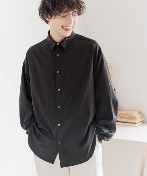 RAGEBLUE（レイジブルー）の「【LUXURY+EASY】LOOSE FLOWER EMBROIDERY SHIRTS /ラグイージーフラワー刺繍シャツ（シャツ/ブラウス・メンズ・ホワイト/ブラック/ブラウン/グレー・SMALL/MEDIUM/LARGE）」の16枚目の写真
