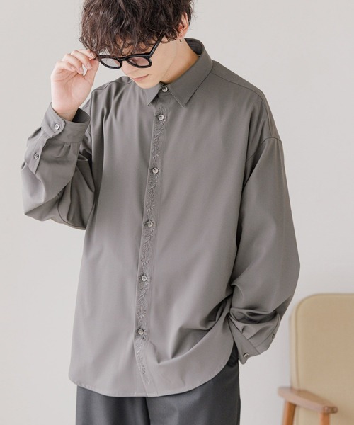 RAGEBLUE（レイジブルー）の「【LUXURY+EASY】LOOSE FLOWER EMBROIDERY SHIRTS /ラグイージーフラワー刺繍シャツ（シャツ/ブラウス・メンズ・ホワイト/ブラック/ブラウン/グレー・SMALL/MEDIUM/LARGE）」の20枚目の写真