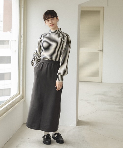 pairmanon（ペアマノン）の「【ママサイズ】ウエストゴム スリット入り タイトスカート（スカート・レディース・ブラック/グレイッシュベージュ/ブラウン・FREE）」の5枚目の写真