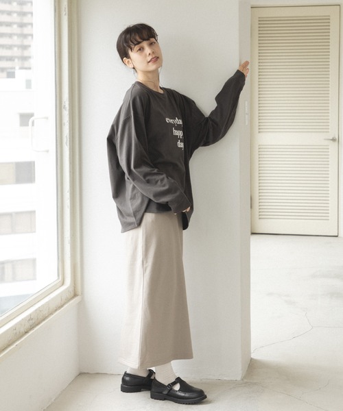 pairmanon（ペアマノン）の「【ママサイズ】ウエストゴム スリット入り タイトスカート（スカート・レディース・ブラック/グレイッシュベージュ/ブラウン・FREE）」の9枚目の写真