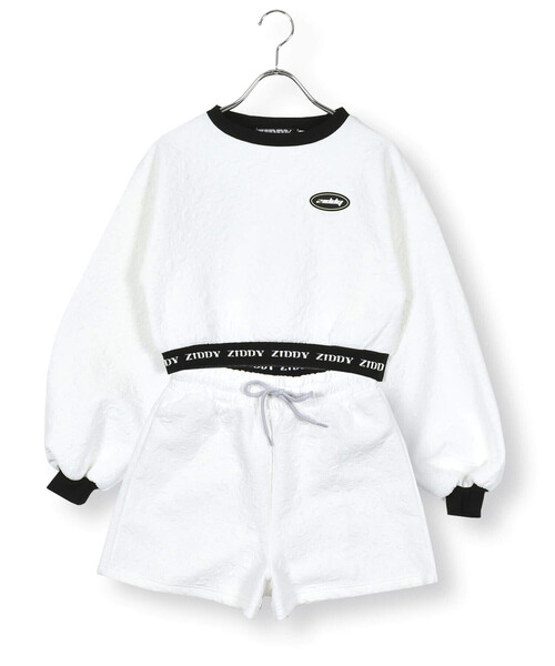ZIDDY（ジディ）の「【 ニコ☆プチ 掲載 】ヒョウ柄ジャガードトレーナー&ショートパンツセット(130~160cm)（セットアップ・キッズ・ブラック/ホワイト・160cm/140cm/130cm/150cm）」の9枚目の写真