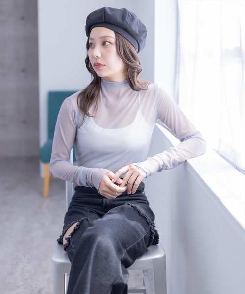 clear（クリア）の「×シアーインナーカットソー≪2024SS≫（Tシャツ/カットソー・レディース・グレー/オフホワイト/ブラック・F）」の3枚目の写真