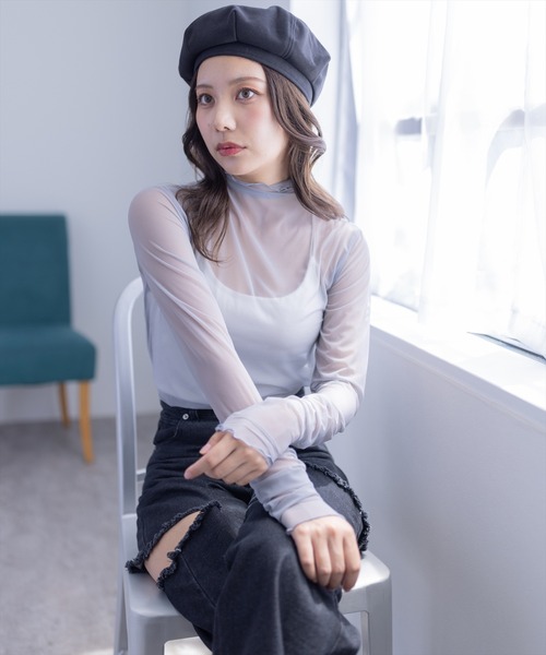 clear（クリア）の「×シアーインナーカットソー≪2024SS≫（Tシャツ/カットソー・レディース・グレー/オフホワイト/ブラック・F）」の13枚目の写真