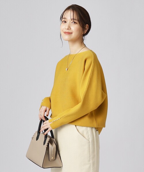 DRESKIP（ドレスキップ）の「◆【セットアップ可／洗える】上品でフェミニンな ドルマンニット【ここちイージー】（ニット/セーター・レディース・ブラック/イエロー系その他/サンドベージュ/パープル系/ブルー/オフホワイト・02/03）」の6枚目の写真