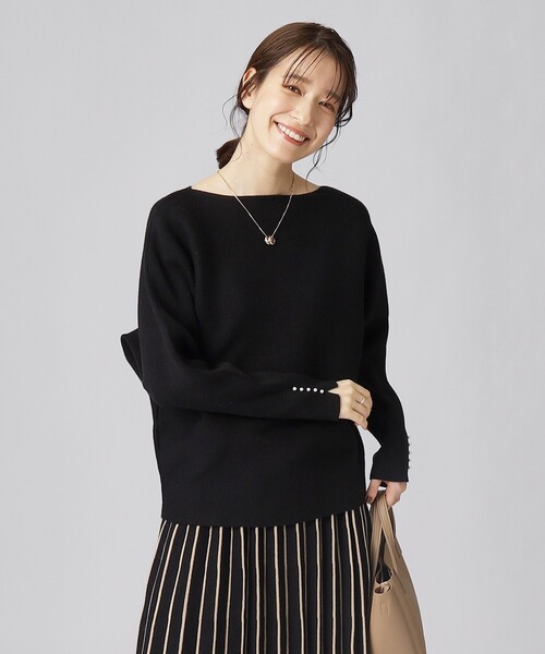 DRESKIP（ドレスキップ）の「◆【セットアップ可／洗える】上品でフェミニンな ドルマンニット【ここちイージー】（ニット/セーター・レディース・ブラック/イエロー系その他/サンドベージュ/パープル系/ブルー/オフホワイト・02/03）」の3枚目の写真