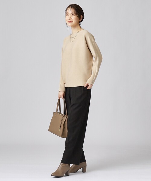 DRESKIP（ドレスキップ）の「◆【セットアップ可／洗える】上品でフェミニンな ドルマンニット【ここちイージー】（ニット/セーター・レディース・ブラック/イエロー系その他/サンドベージュ/パープル系/ブルー/オフホワイト・02/03）」の8枚目の写真