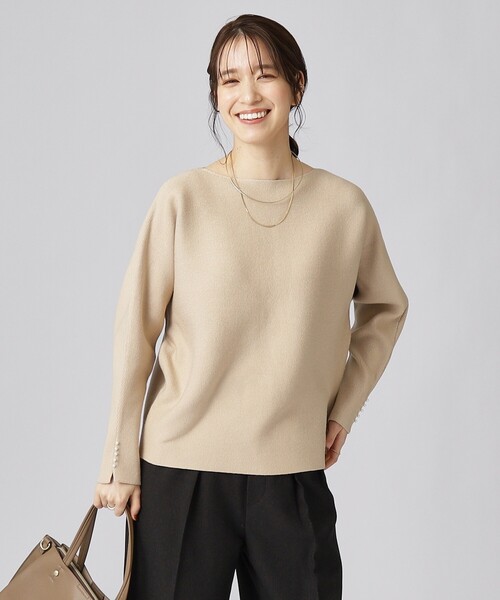 DRESKIP（ドレスキップ）の「◆【セットアップ可／洗える】上品でフェミニンな ドルマンニット【ここちイージー】（ニット/セーター・レディース・ブラック/イエロー系その他/サンドベージュ/パープル系/ブルー/オフホワイト・02/03）」の10枚目の写真