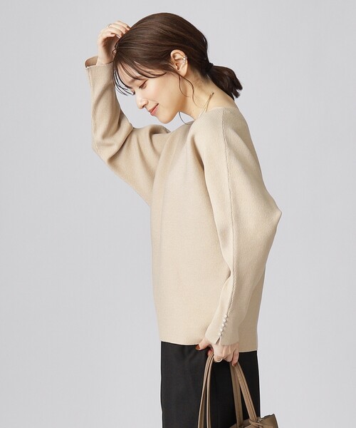 DRESKIP（ドレスキップ）の「◆【セットアップ可／洗える】上品でフェミニンな ドルマンニット【ここちイージー】（ニット/セーター・レディース・ブラック/イエロー系その他/サンドベージュ/パープル系/ブルー/オフホワイト・02/03）」の11枚目の写真