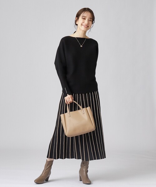 DRESKIP（ドレスキップ）の「◆【セットアップ可／洗える】上品でフェミニンな ドルマンニット【ここちイージー】（ニット/セーター・レディース・ブラック/イエロー系その他/サンドベージュ/パープル系/ブルー/オフホワイト・02/03）」の13枚目の写真