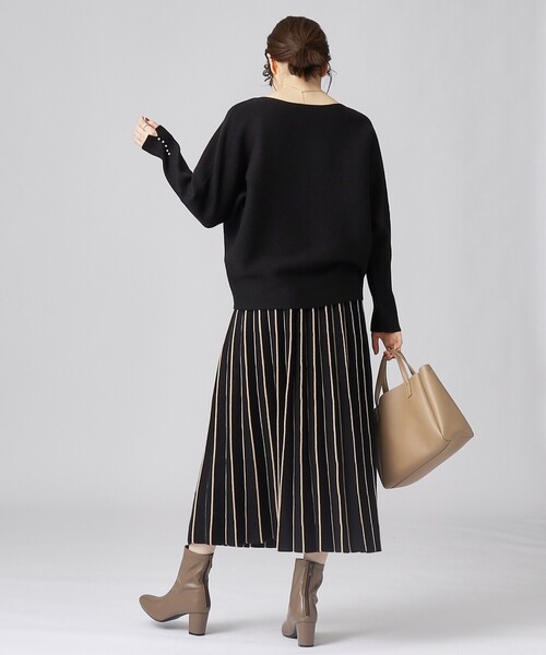 DRESKIP（ドレスキップ）の「◆【セットアップ可／洗える】上品でフェミニンな ドルマンニット【ここちイージー】（ニット/セーター・レディース・ブラック/イエロー系その他/サンドベージュ/パープル系/ブルー/オフホワイト・02/03）」の15枚目の写真