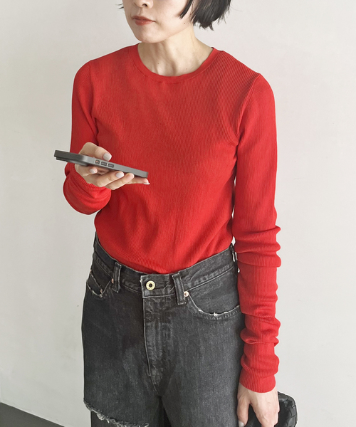 は*y様 AP STUDIO Knit long sleeve T shirt apstudio Knit Longsleeve T-sh グレー は*y様 AP STUDIO Knit long