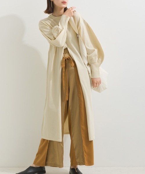 terrace(テラス)の「クロスファブリック×サテン クロスラップリボンサテンワイドパンツ(スラックス・レディース・チャコール/カーキ/ブラック/キャメル・MEDIUM)」の17枚目の写真