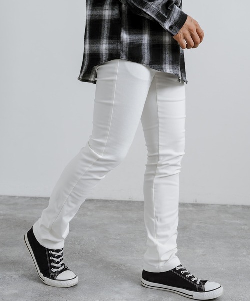 Rocky Monroe(ロッキーモンロー)の「強ストレッチ(twill weave) 裏起毛 6ポケットスキニーパンツ 無地/グレンチェック(チノパンツ・メンズ・チャコールグレー/オフホワイト/ブラック/カーキ/ベージュ/ネイビー・M/L/LL)」の1枚目の写真