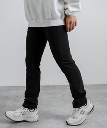 強ストレッチ(twill weave) 裏起毛 6ポケットスキニーパンツ 無地/グレンチェック