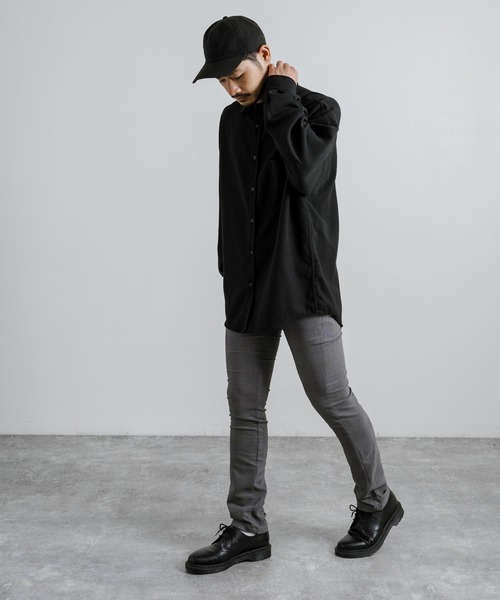 Rocky Monroe(ロッキーモンロー)の「強ストレッチ(twill weave) 裏起毛 6ポケットスキニーパンツ 無地/グレンチェック(チノパンツ・メンズ・チャコールグレー/オフホワイト/ブラック/カーキ/ベージュ/ネイビー・M/L/LL)」の18枚目の写真
