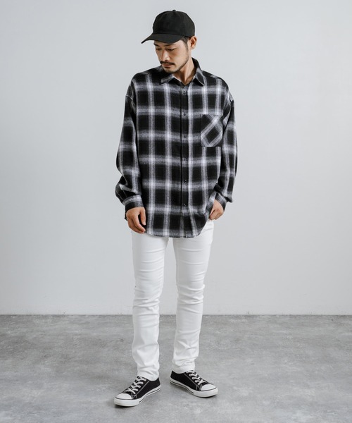 Rocky Monroe(ロッキーモンロー)の「強ストレッチ(twill weave) 裏起毛 6ポケットスキニーパンツ 無地/グレンチェック(チノパンツ・メンズ・チャコールグレー/オフホワイト/ブラック/カーキ/ベージュ/ネイビー・M/L/LL)」の9枚目の写真