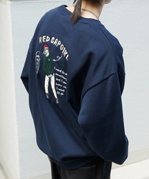 【RED CAP GIRL】イラストバックプリント刺繍 裏起毛プルオーバースウェット