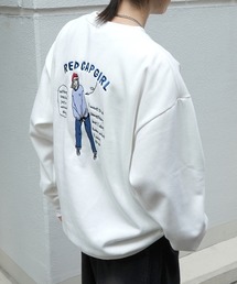 【RED CAP GIRL】イラストバックプリント刺繍 裏起毛プルオーバースウェット