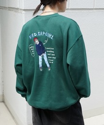 【RED CAP GIRL】イラストバックプリント刺繍 裏起毛プルオーバースウェット