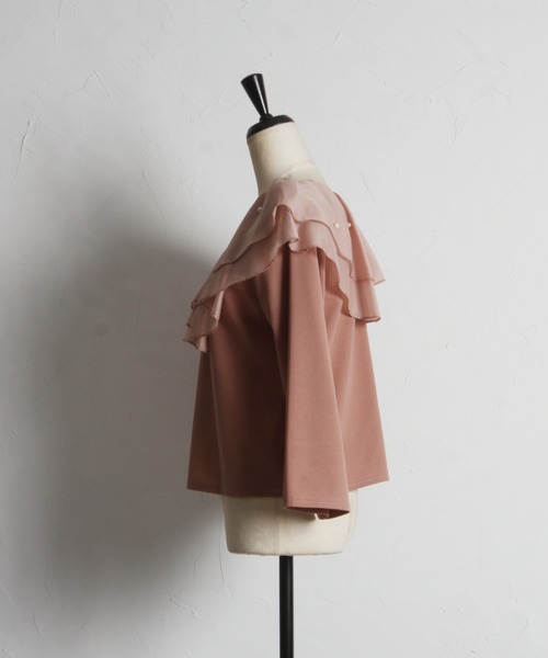 tocco closet(トッコ クローゼット)の「パール付きビックカラー切り替えカットプルオーバー【ZOZO限定カラーあり】(Tシャツ/カットソー・レディース・グレイッシュベージュ/ピンク/ブラック・M)」の19枚目の写真
