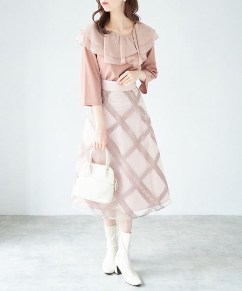 tocco closet(トッコ クローゼット)の「パール付きビックカラー切り替えカットプルオーバー【ZOZO限定カラーあり】(Tシャツ/カットソー・レディース・グレイッシュベージュ/ピンク/ブラック・M)」の17枚目の写真