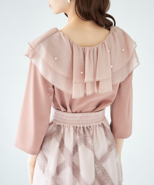 tocco closet(トッコ クローゼット)の「パール付きビックカラー切り替えカットプルオーバー【ZOZO限定カラーあり】(Tシャツ/カットソー・レディース・グレイッシュベージュ/ピンク/ブラック・M)」の21枚目の写真